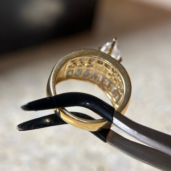 Layer Stackable Cz 925 Gold Vermeil Ring - Picture 8 of 11